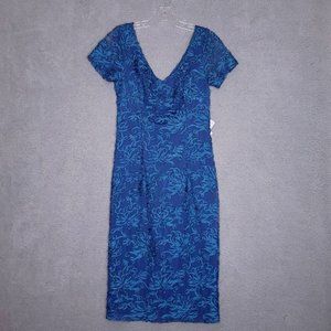 JS Collection Womens Sheath Dress Blue‎ V Neck Short Sleeve Soutache 4 New